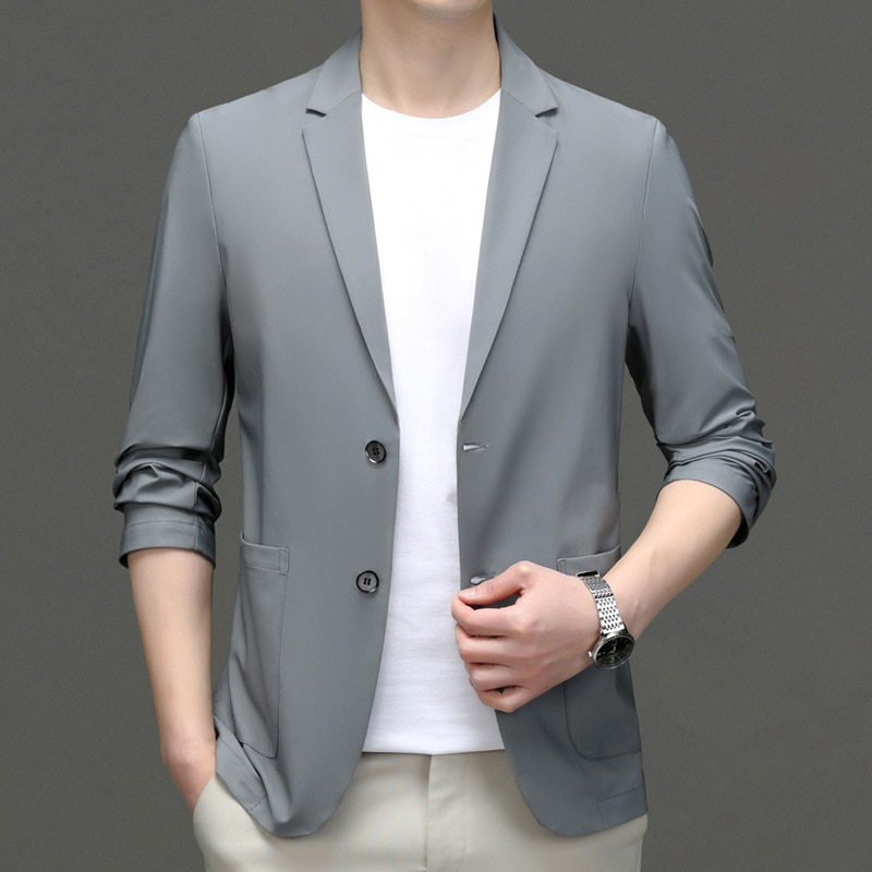 5520-cotton water washing and leisure western clothes 146 men's top single -piece thin slim small suit
