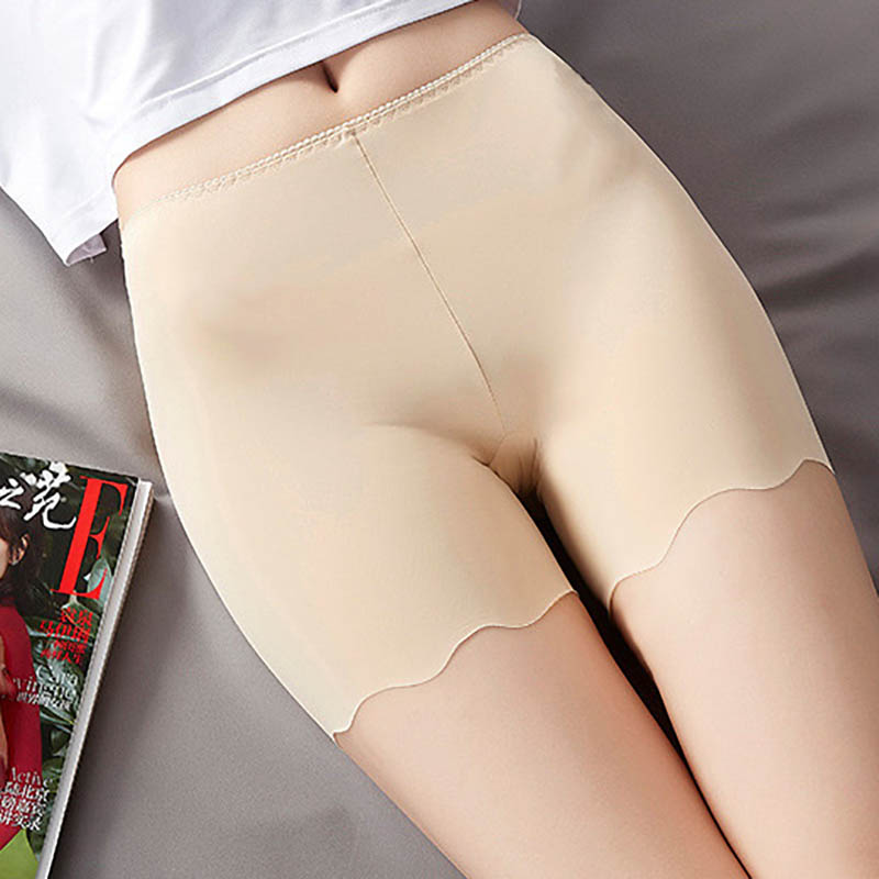 Ice Silk No Trace Breathable Women Underwear Cotton Comfortable Soft Flat Angle Panties Solid Color Safety Knickers for Dress