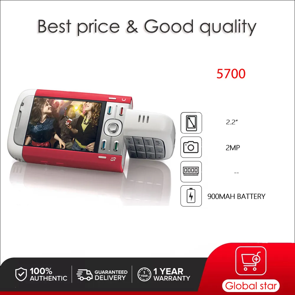 Original Unlocked 5700 2MP Bluetooth Loudspeaker Phone Russian Arabic Hebrew Keyboard Made in Finland Free Shipping