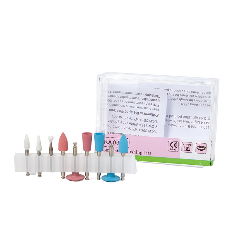 Silicone Polisher Kit For Low-Speed Handpiece Grinding Head Dental Composite Kit Porcelain/Natural Teeth/Amalgam/Metal Polishing