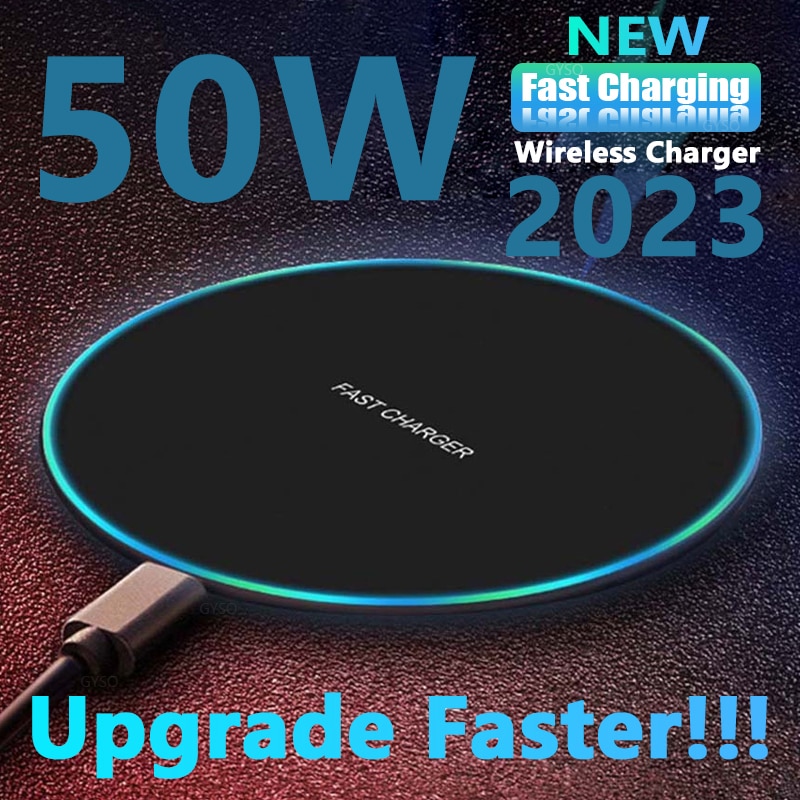 50W Wireless Charger Pad For iPhone 14 13 12 11 Pro Xs Max X Xr 8 Fast Wireless Charging For Samsung S9 S10 S20 S21 S22 S23 Note