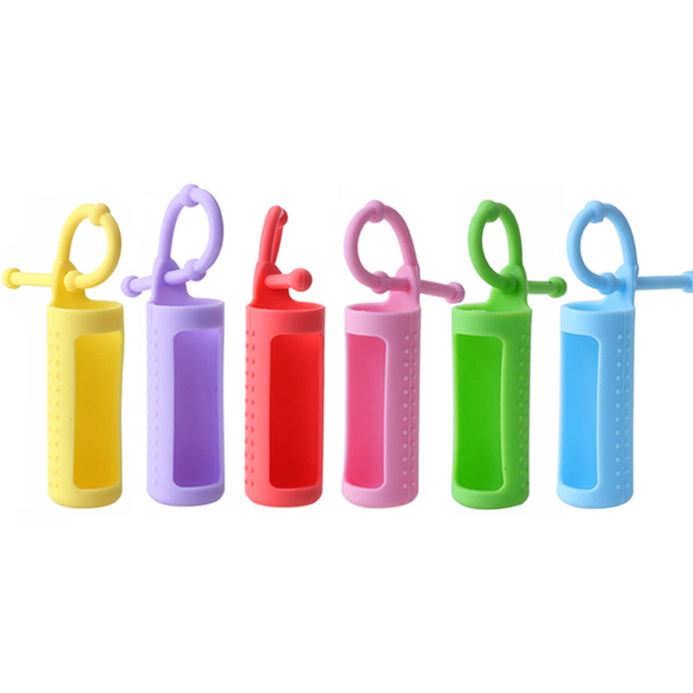 6pcs Silicone Travel Bottle Covers 10ML Roller Bottle with Hanging Rope for Carrying Essential Oil