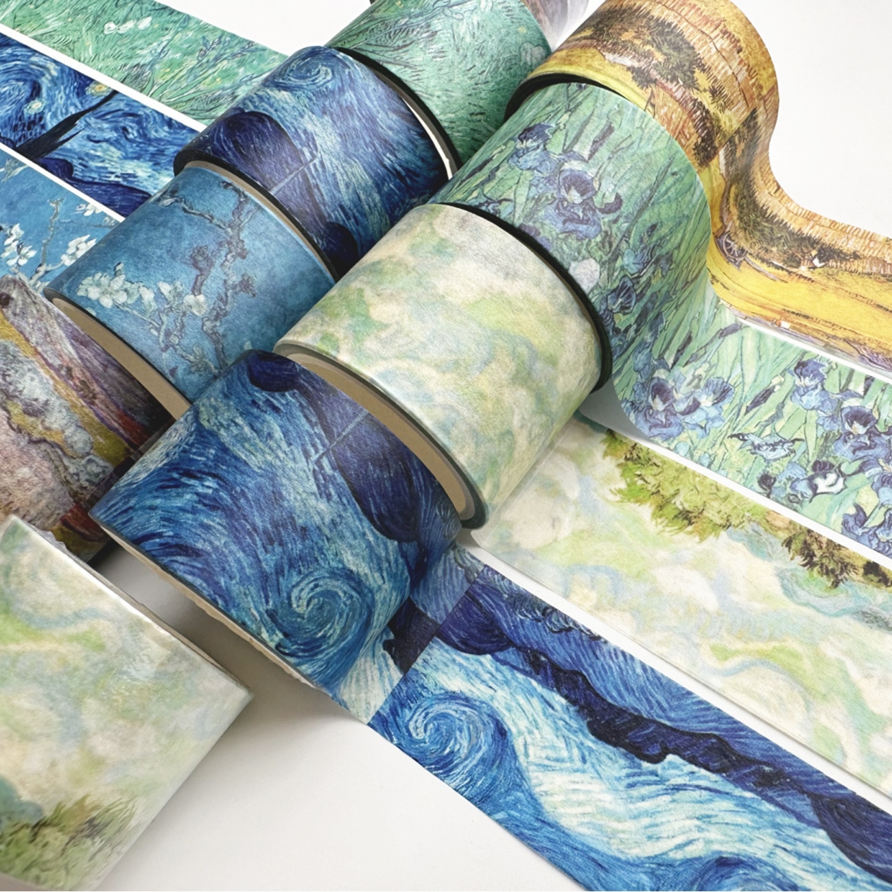 1 Roll Washi Tape Oil Painting Starry Flower Grass Creative Material Decorative Tape for Collage Scrapbooking DIY Journaling