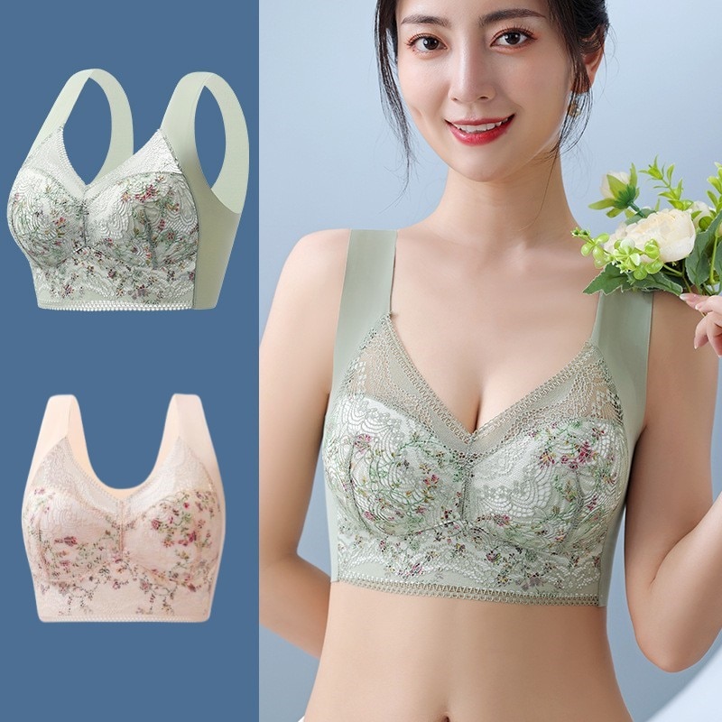Large Size Printing Ice Silk Non-marking Bra Thin Section Comfortable Sex Women's Intimates Ladies Lace Breathable Tube Top