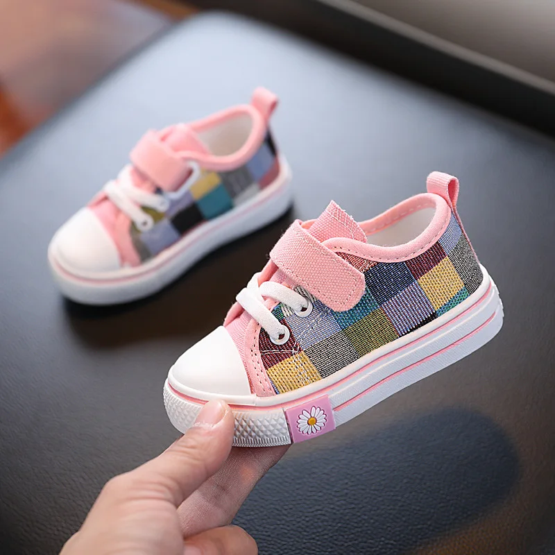Children Canvas Shoes Toddlers First Walker Shoes Fashion Classic Casual Sneakers Little Kids Skate Checkered Shoes 2023 Autumn