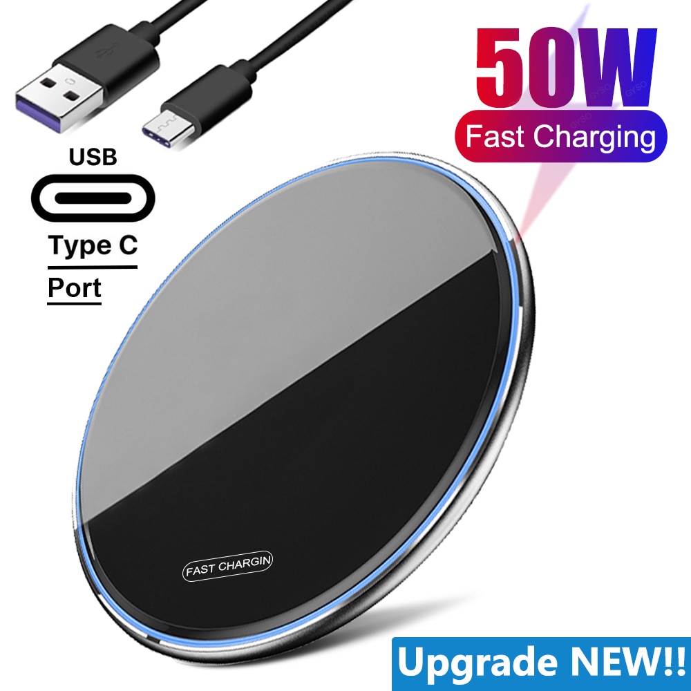 50W Wireless Charger Pad for iPhone 12 13 14 Pro Max X Samsung S23 S22 S21 Xiaomi Phone Chargers Induction Fast Charging Station
