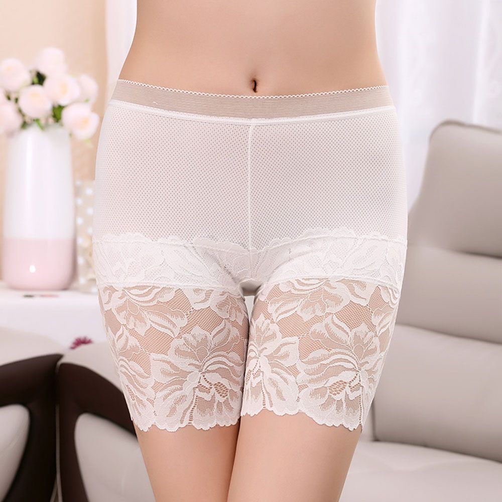 Summer Korean Girl Plus Size For Woman Ice Silk Flower Intimates Safety Short Pants Stretch Shorts Women Briefs
