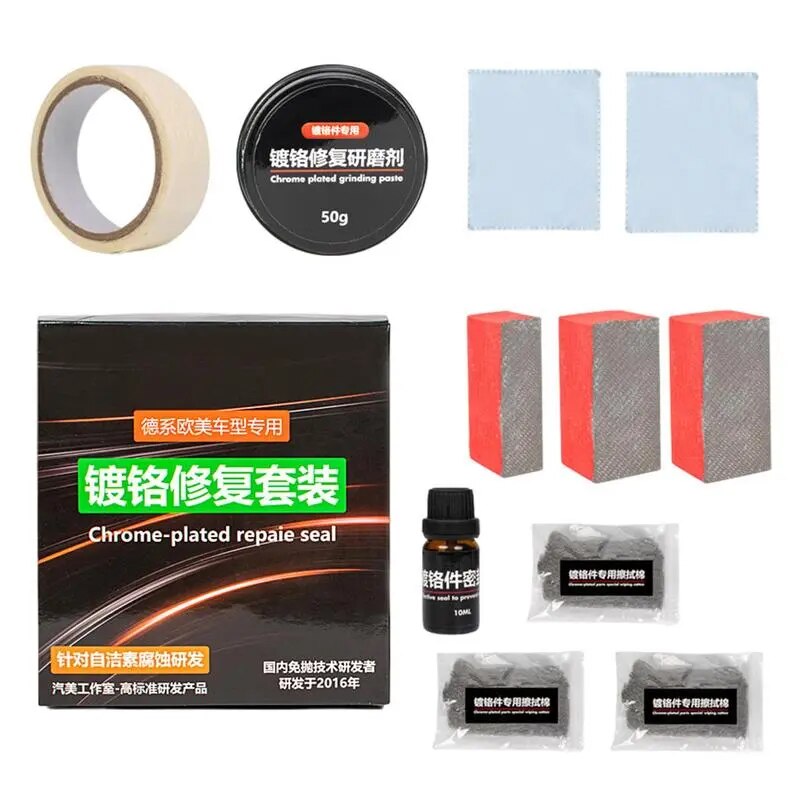 Auto Chrome Trim Restorer Motorcycle Chrome Polish Spray Auto Chrome Restorer Spray Rust Removal Cleaner Set For RV Truck SUV