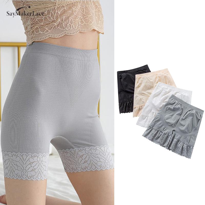 Summer Women Safety Underwear Seamless Lace Edge Thin High Waist Safe Pants Female Boxers Under Shorts Anti-light Leggings