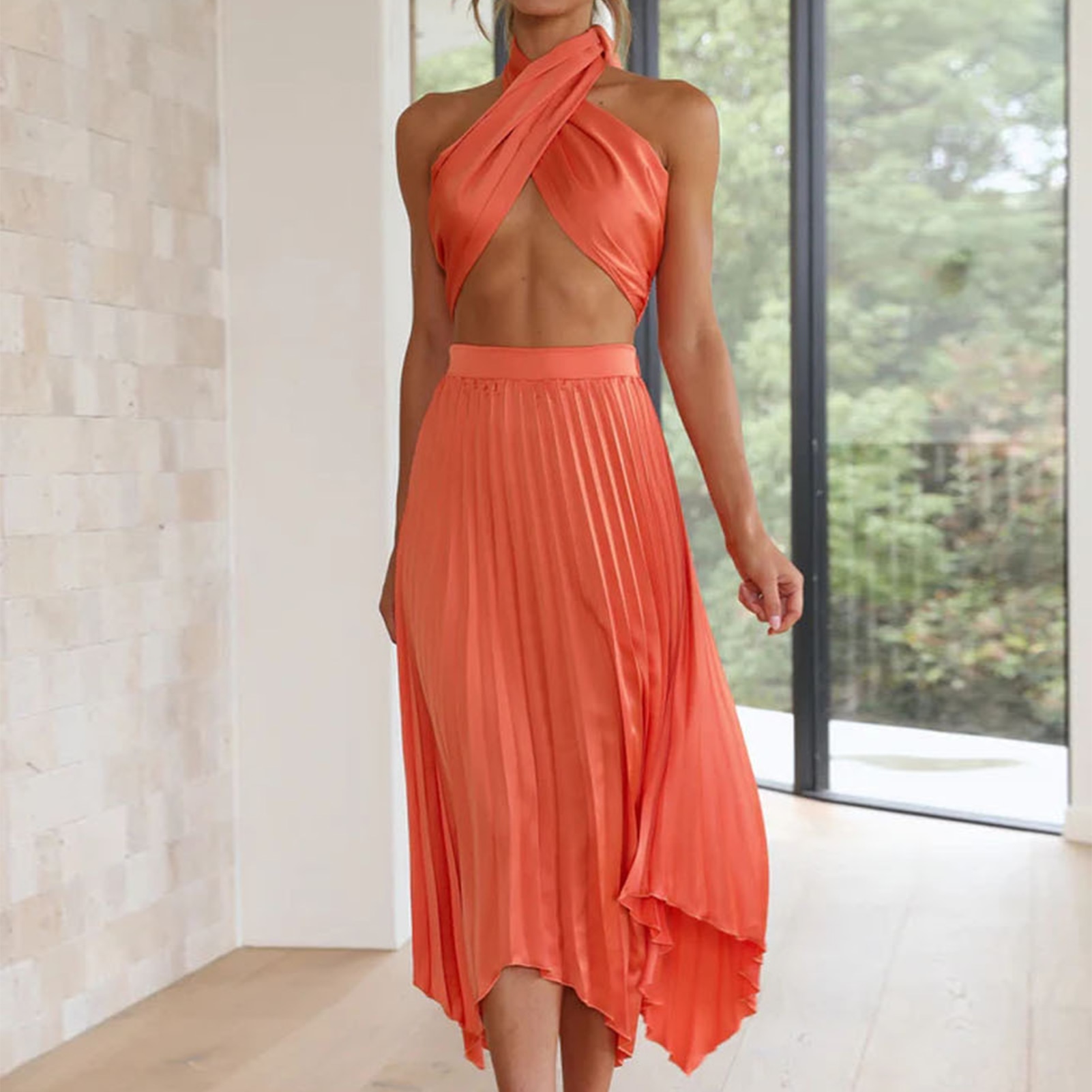 Summer Sexy Maxi Skirts Sets Chest Bandage Sleeveless Tube Top Maxi Skirts Suits Korean Sexy Spicy Girl Asymmetrical Skirt Suits