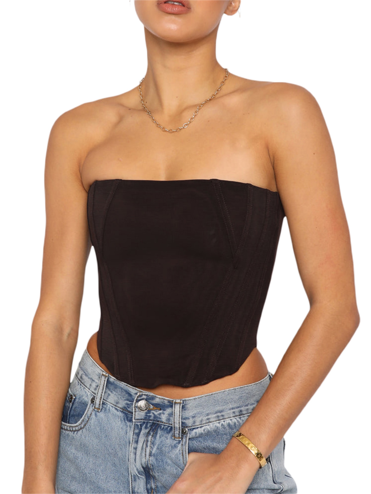 Women s Sleeveless Crop Top Off Shoulder Irregular Hem Party Blouse with Strapless Design - Casual and Fashionable Vest Shirt