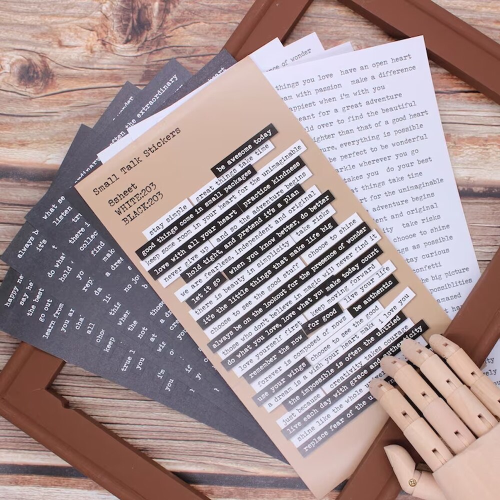 Positive Motivational Talk Stickers 8 Sheets Scrapbook Decals for Laptop, Planner, Journal, Water Bottle, DIY Craft Supplies