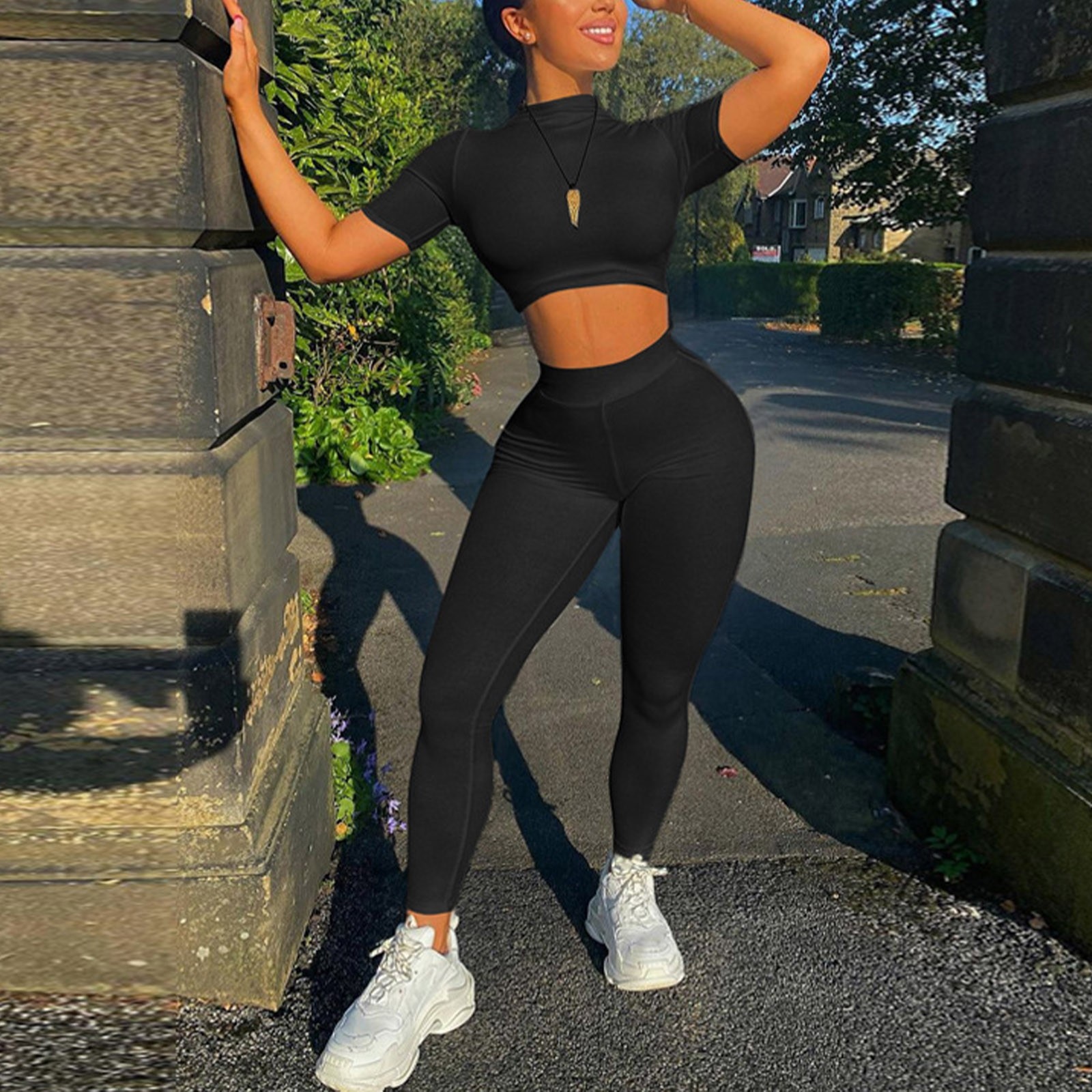Fashion Women Seamless Yoga Set Workout Running Gym Clothe Fitness Leggings Long Sleeve Active Wear Women Sports Suits