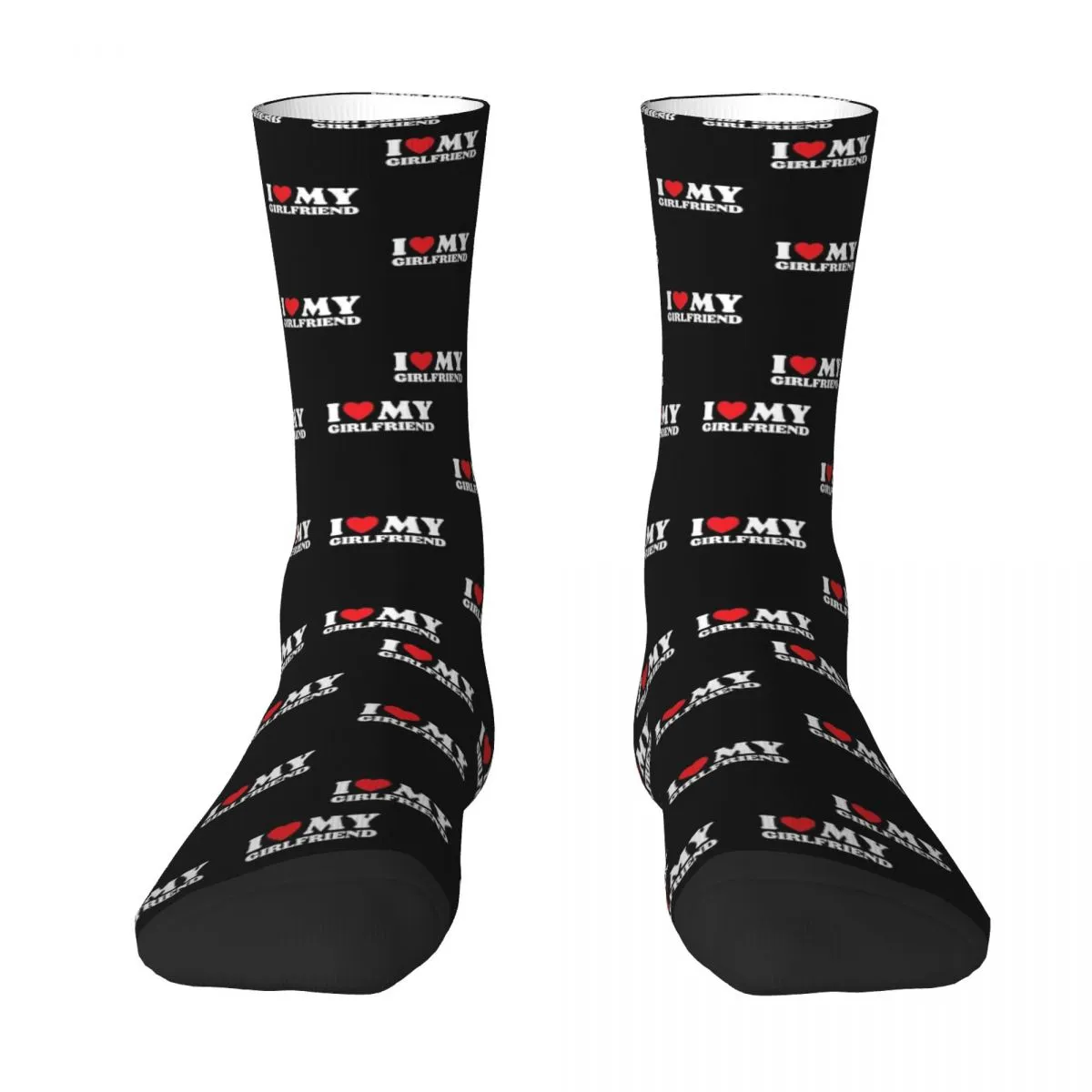 I Love My Girlfriend 1 Socks Harajuku Super Soft Stockings All Season Long Socks Accessories for Unisex Christmas Gifts