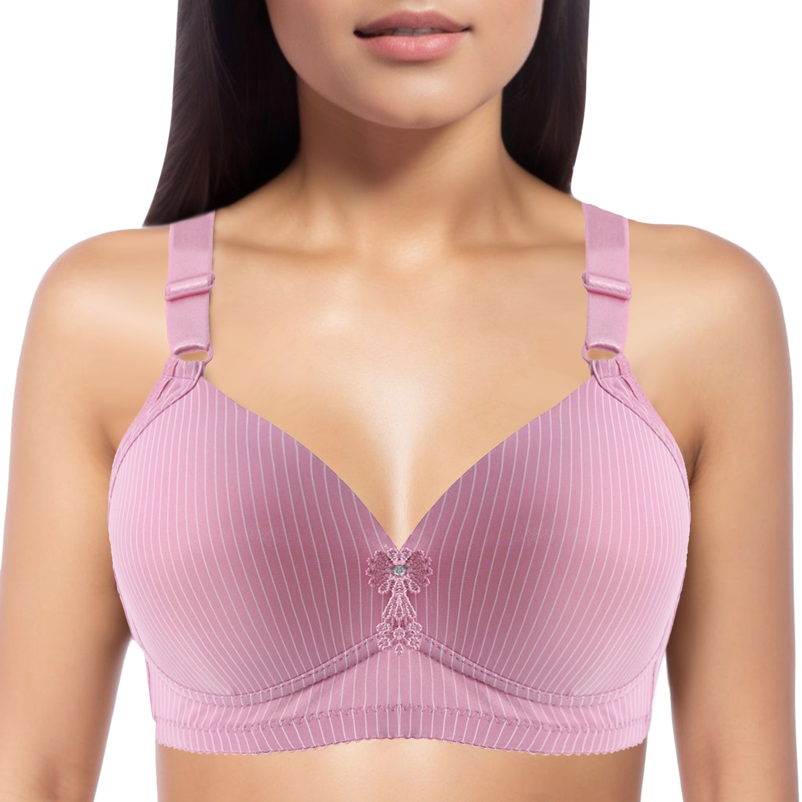 Women's Wireless Bra With Seamless Smooth Comfort Wirefree T Shirt Bra Lace Bra Briefs Set Sexy Lingerie Set