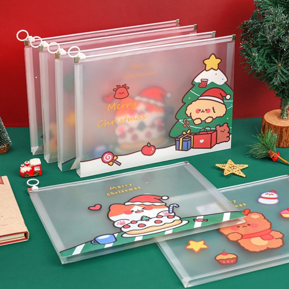 School Stationery Test Paper Pencil Case Snowman PP File Bag File Folder Documents Filling Bag Information Pack