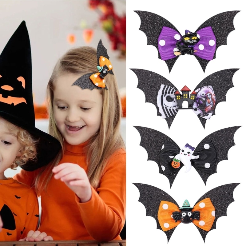 Halloween Hairgrips Bow Girl Hair Bows Hairpin Bow Hair Clips Kids Headwear
