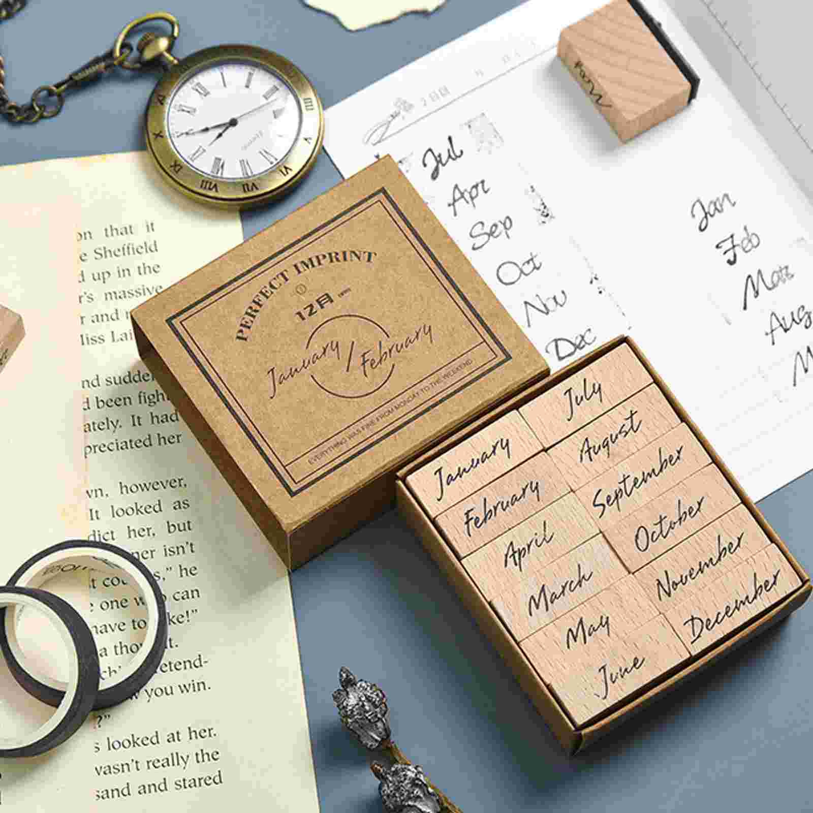 1 Set Digital Pattern Wooden Rubber Stamps Set Diy Rubber Stamp for Making