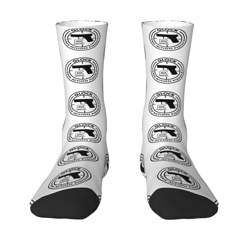 Glock Pistol Dress Socks for Men Women Warm Fashion Novelty USA Handgun Pistol Logo Crew Socks