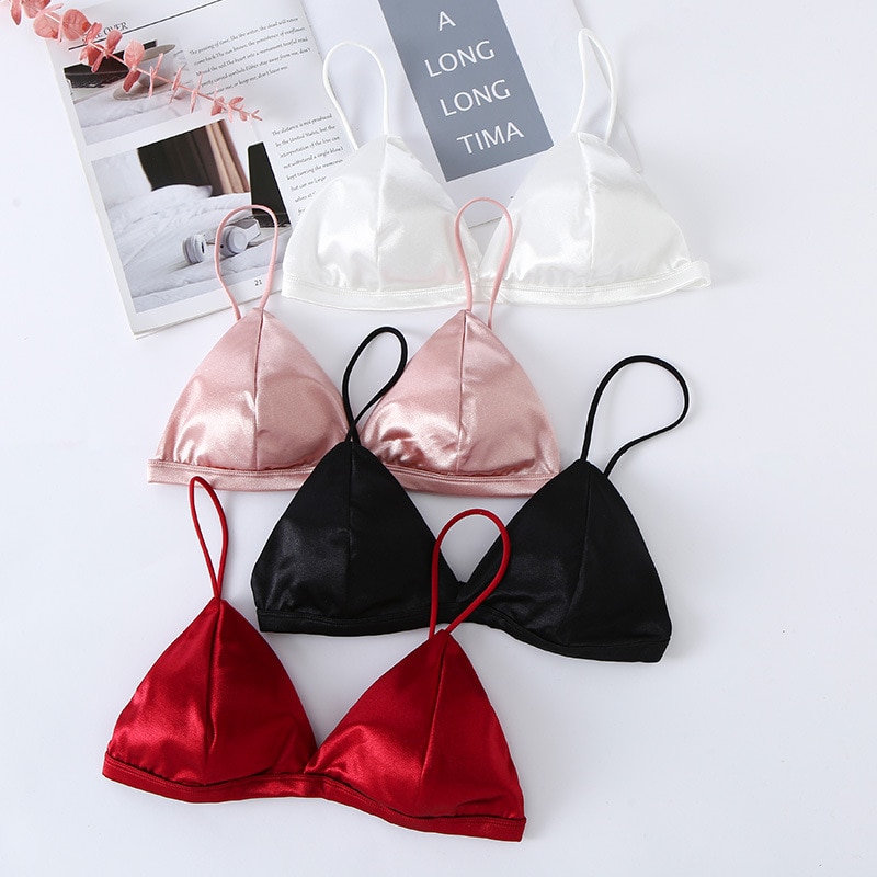 Fashion Women French Style Bra Girl Wrapped Chest Adjustable Shoulder Strap Single Buckle Satin Sexy Tube Top Underwear Lingerie