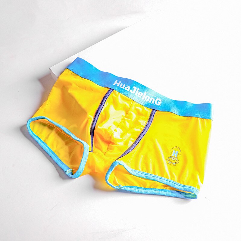 Young Ice Silk Convex Pouch Boxer Shorts for Men Fashion Sports Underwear Ice Silk Breathable Print Mid Rise Underwear Aro Pants