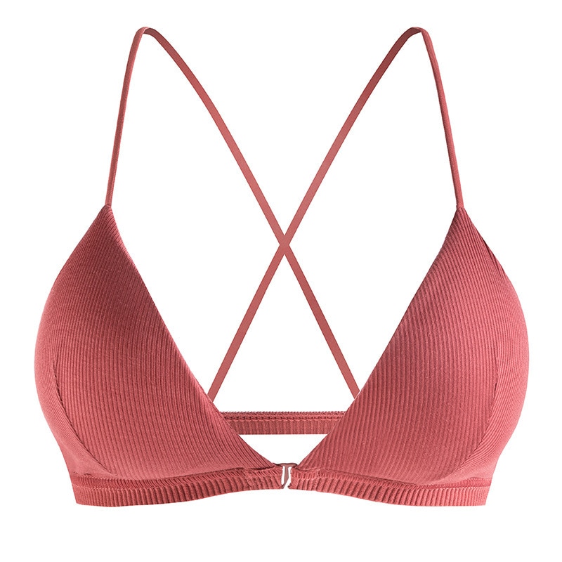 Triangle Cup Slim Slim Slim Strap Wrapping Chest Sexy No Steel Ring Underwear Sexy Sports Cross Back Bra