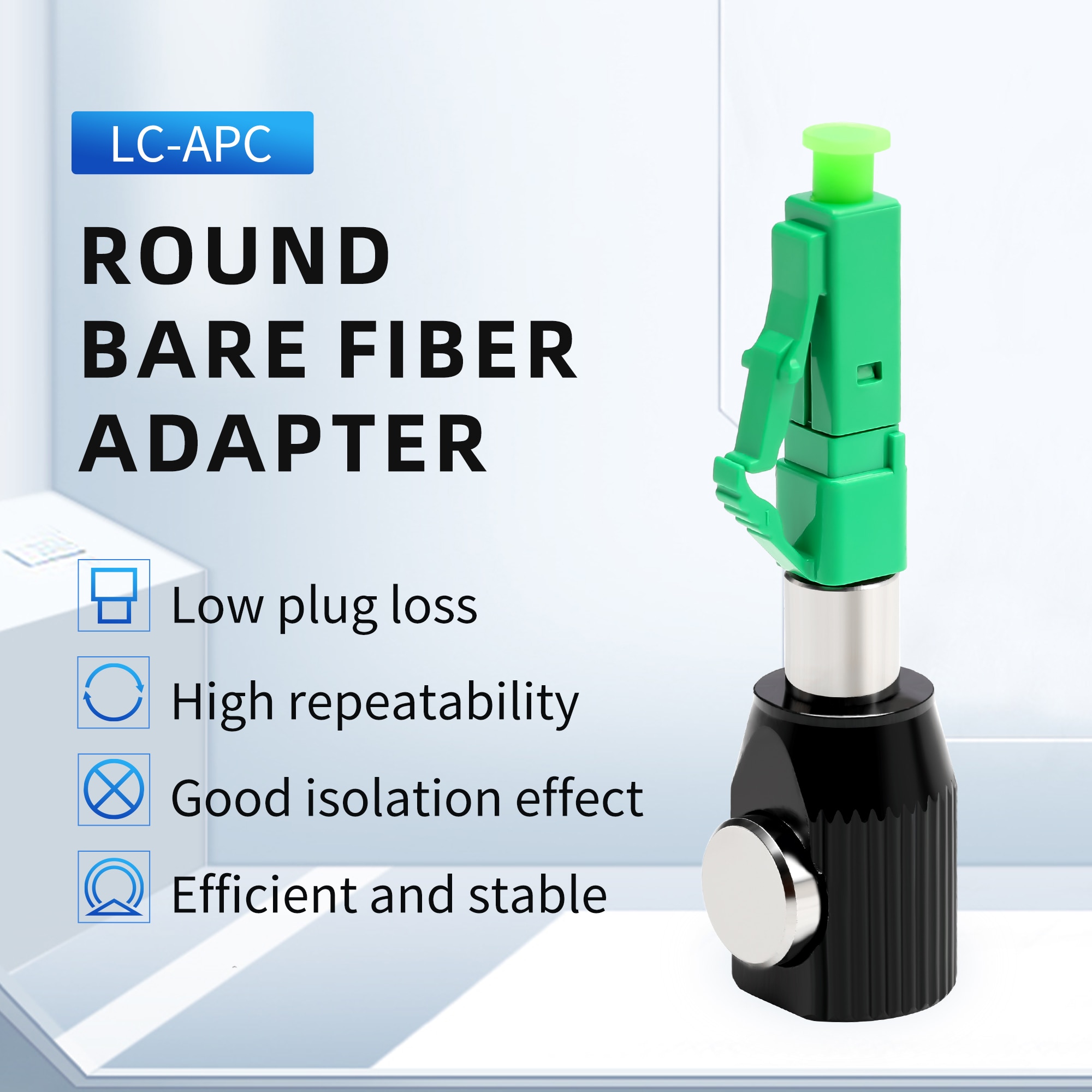 Round Bare Fiber LC -APC Temporary Splice Adapter Test Bare Fiber Cconversion Fiber Optic Adapter 1Pcs (Green)