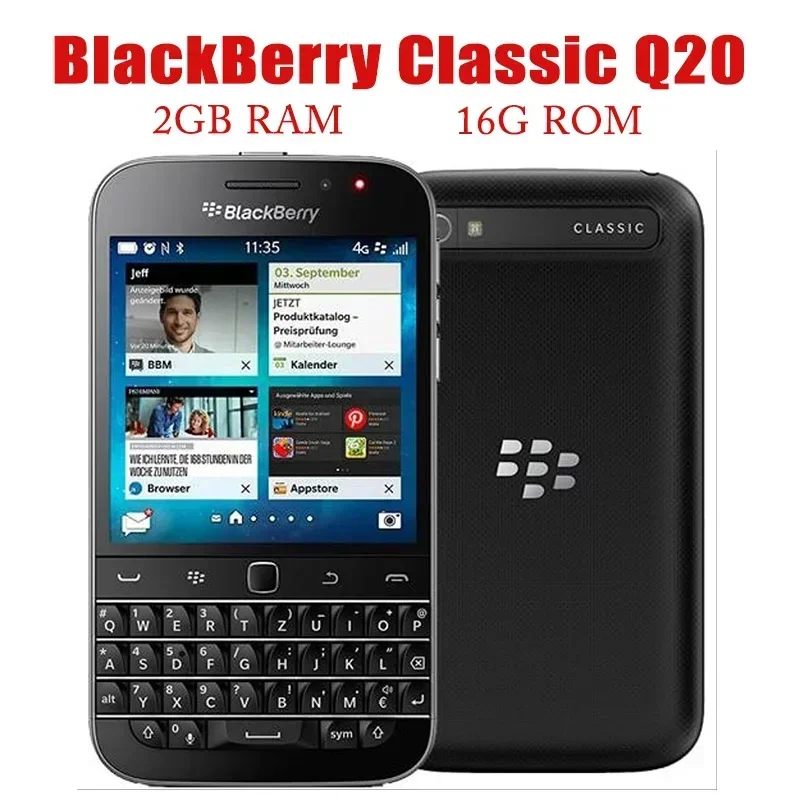 Original Unlocked BlackBerry Classic Q20 4G LTE Mobile 8MP WIFI 3.5" 16GB ROM 2GB RAM Qwerty Bluetooth Cell Phone Smartphon