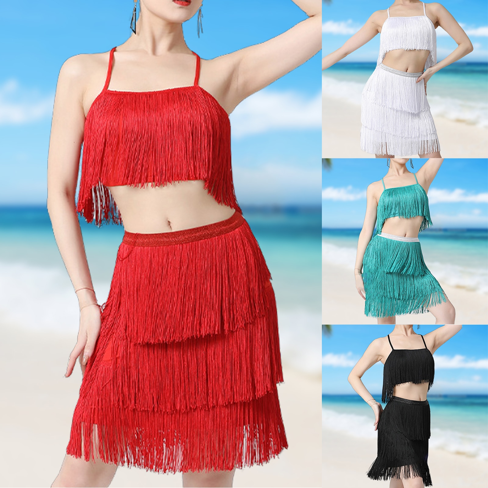 Korean Sexy Mini Skirts Sets Temperament Elegant Backless Tassels Micro Skirts Suits Fashion Navel Exposed Sexy Matching Sets