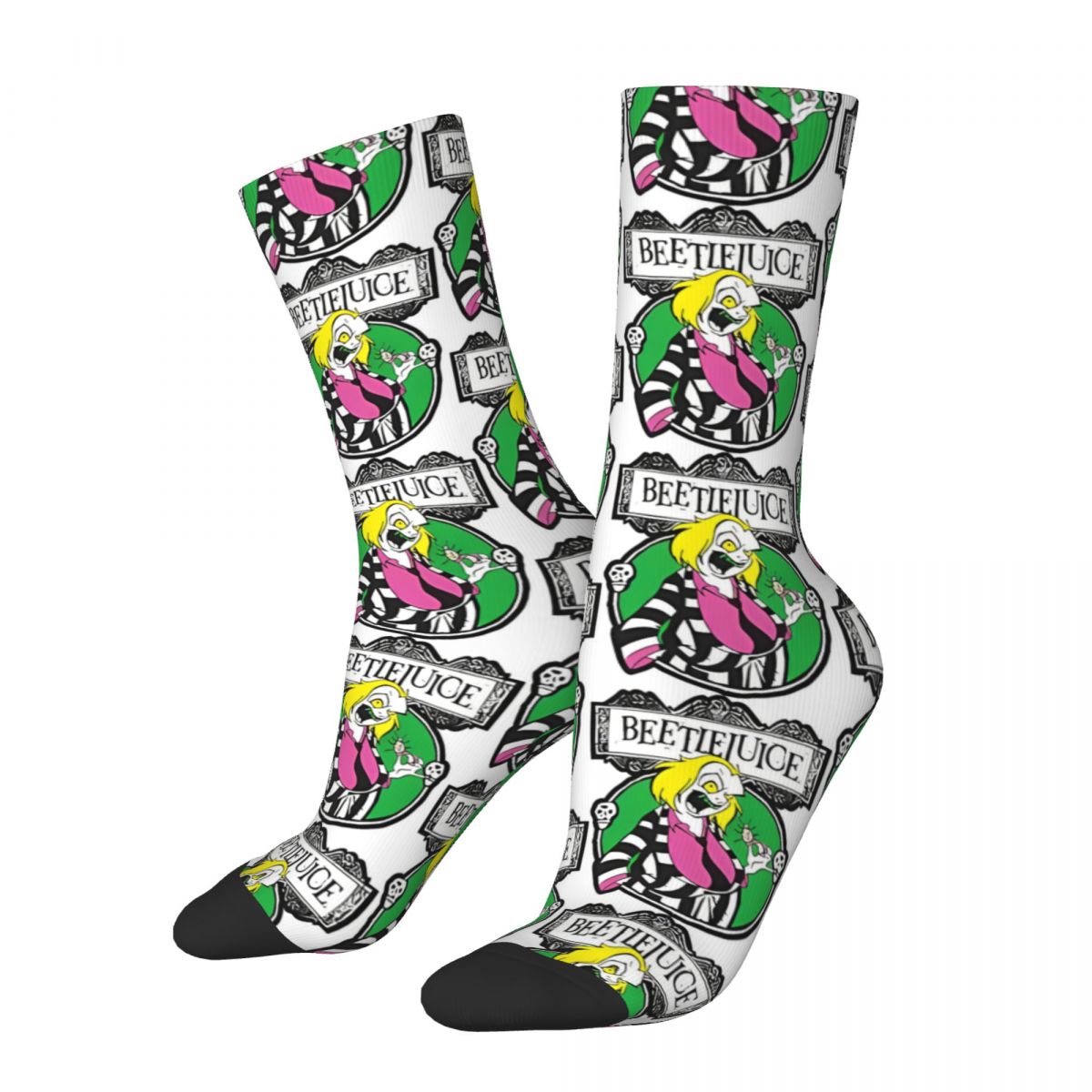 Sock for Men Cartoon Light Hip Hop Harajuku Beetlejuice Horror Movie Happy Breathable Pattern Printed Boys Crew Sock Casual Gift