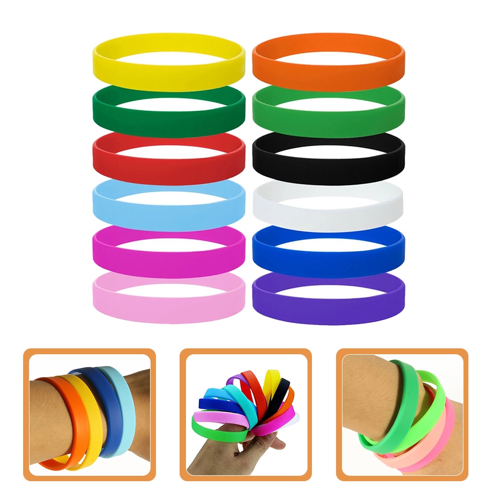 12Pcs Luminous Wristbands Silicone Bracelets Rubber Wristbands Kids Party Favors