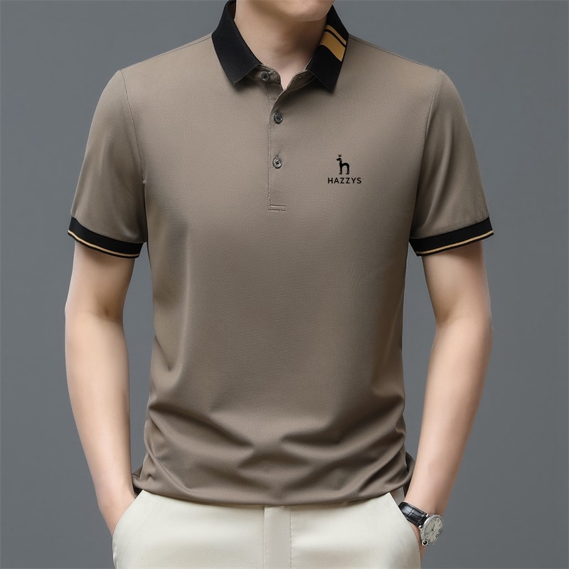 HAZZYS Business Polo Shirt Men Tops 2023 New Fashion Casual Short Sleeve Office Work Clothes Korea Print Summer Men polo shirt
