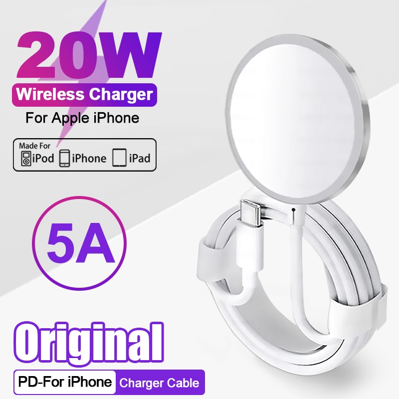 For Magsafe 20W Original Magnetic Wireless Fast Charging For iPhone 14 13 12 11 Pro Max Mini X XR XS SE USB-C Fast Charger Cable