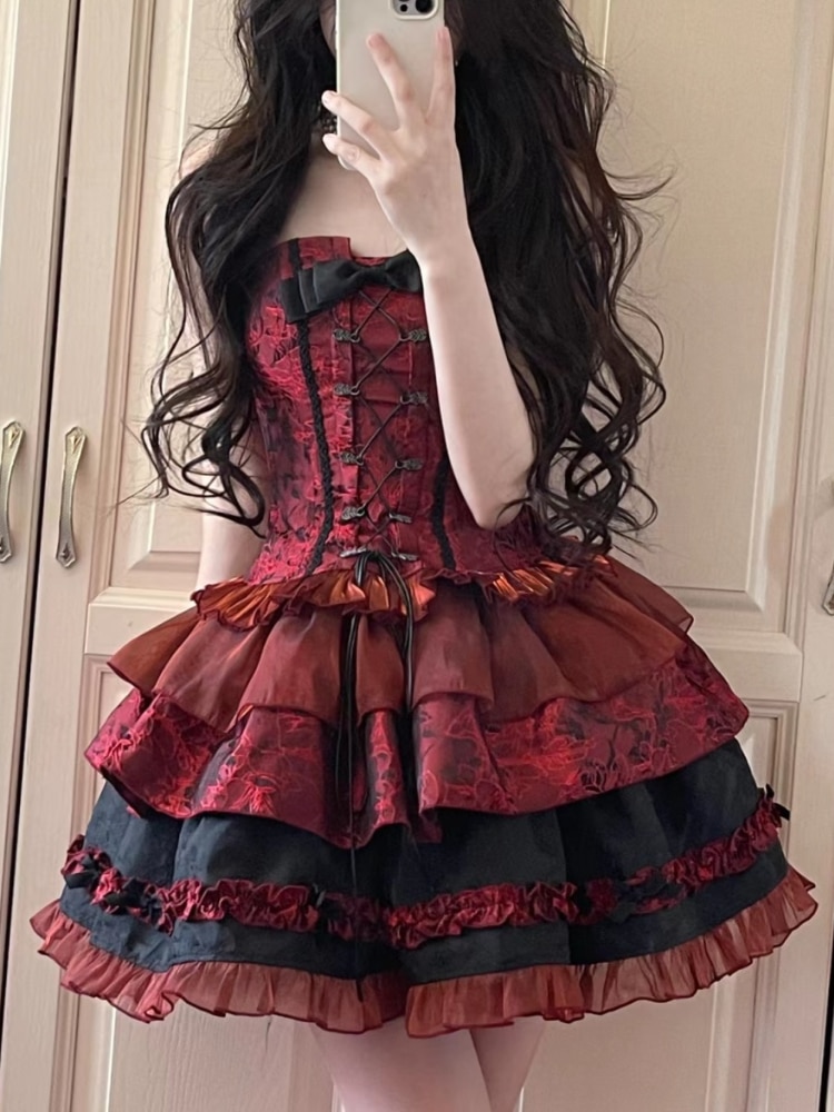 2023 Summer Japanese Lolita Retro Three Piece Dress Set Women Casual Coat + Y2k Vest + High Waist Mini Skirt Fashion Suits