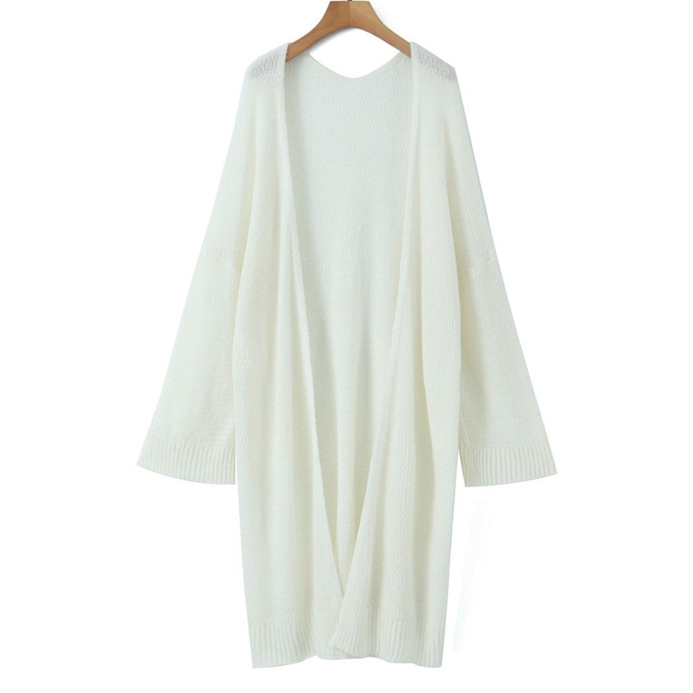 2023 Autumn Good Quality Clothes Women Cardigan Plus Size White Peach Gentle Medium Length Wool Knit Sweater Curve Female N8565