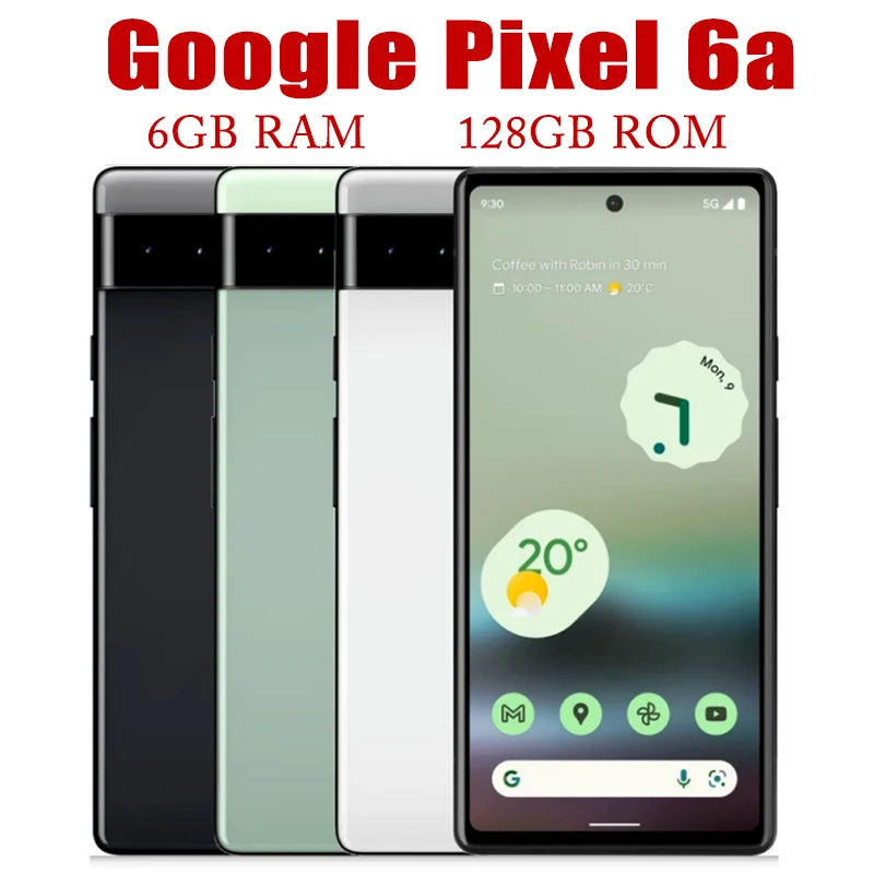 Original Unlocked Google Pixel 6A Smartphone 6GB RAM 128GB ROM Mobile 6.1" NFC Octa Core Cell Phone Google Tensor 5G Androi