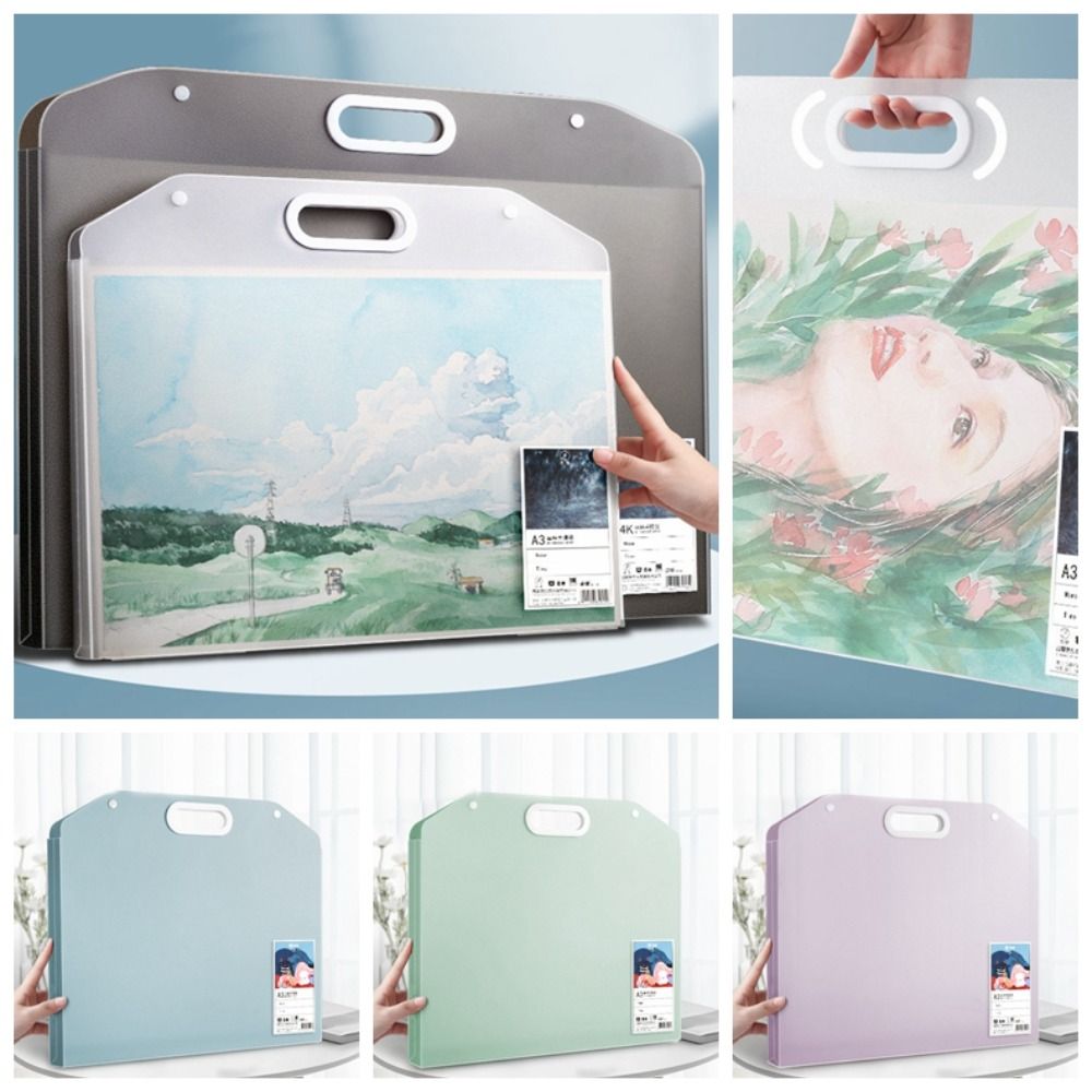 A3 Art Sketch Paper Storage Painting Bag Waterproof Handbag Macaron Color Photo Album Storage Art Painting Folder Storage Box