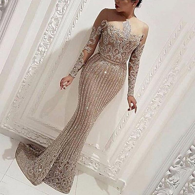 Fashionable Women's Clothing Elegant Temperament Gilded Sexy Dress Party Luxury Long Dress Wedding Guest Dinner Reception D