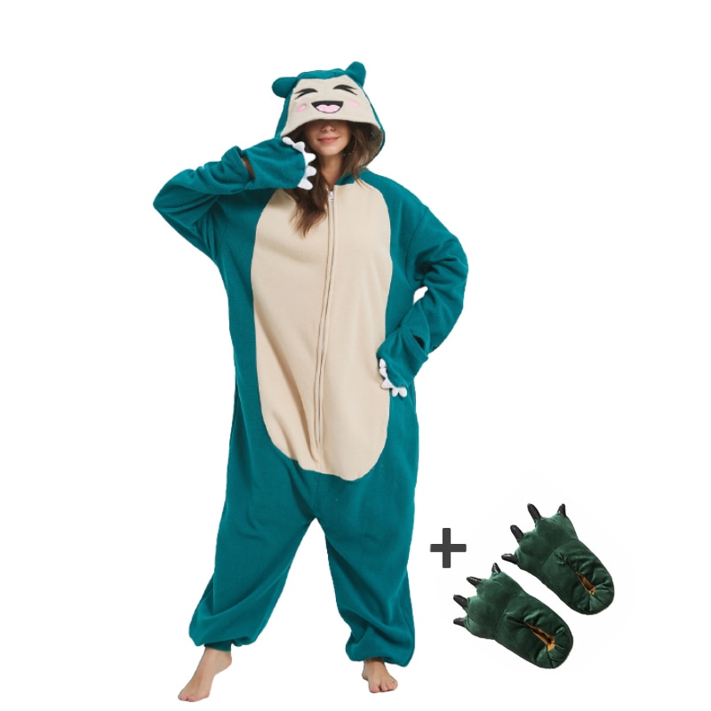 New Adults Zipper Monster Onesies Cosplay Costume Christmas Pajamas Fleece Women One-Piece Kigurumi Full Pijama Anime Clothes