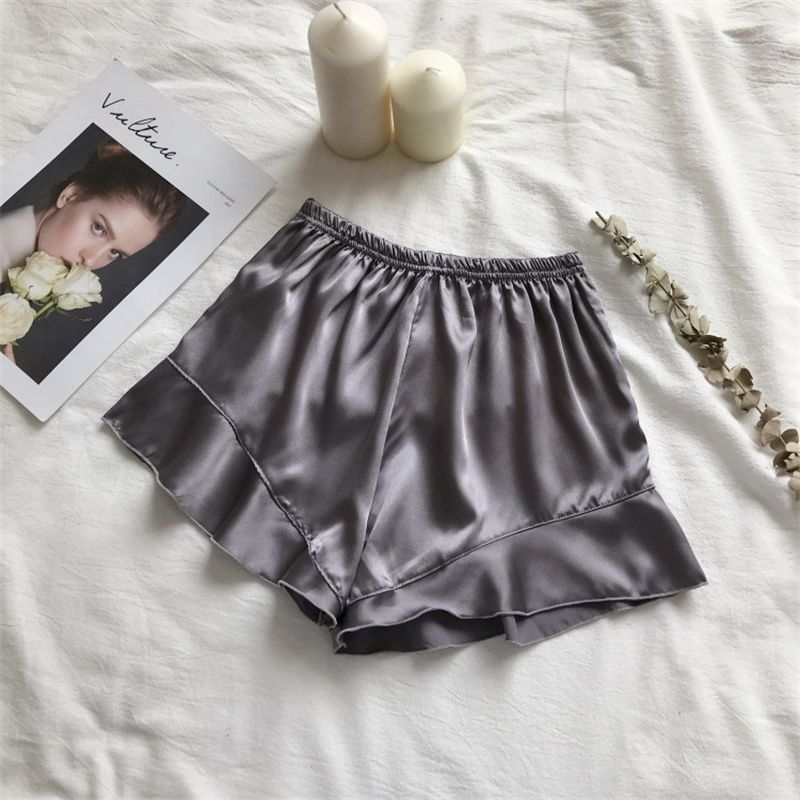 New Ruffled Safe Shorts Shorts for Women Summer Simulation Silk Satin Anti-exposure Outer Inner Wear Thin Safety Pants