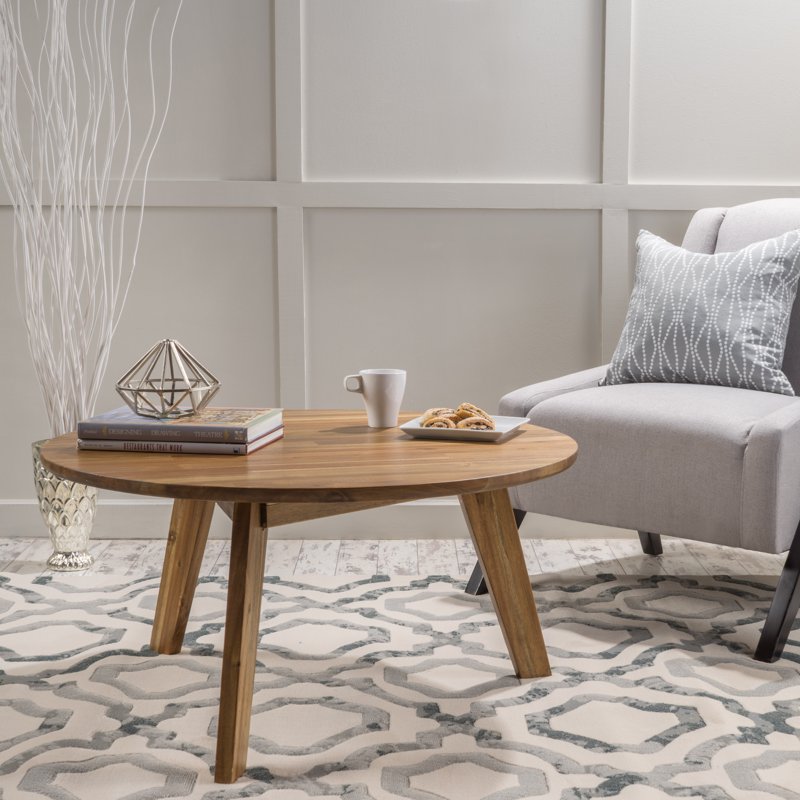 Acacia Wood Round Coffee Table, Natural