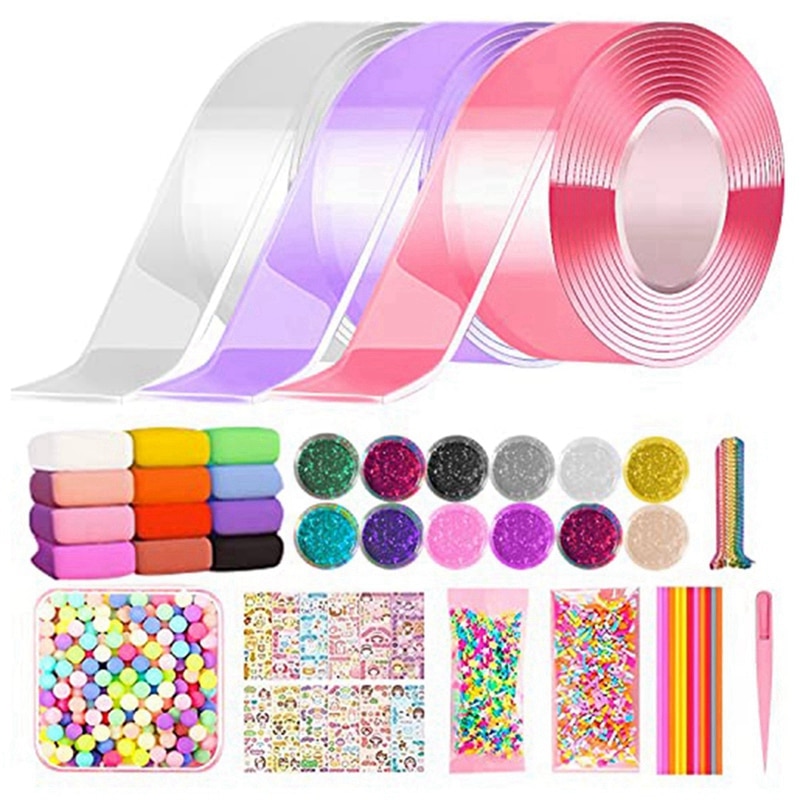 Color Nano Tape Bubble Kit For Kids Magic Sticky Ball DIY Elastic Bubbles Nano Tape Toys Double Sided Bubblable Tapes