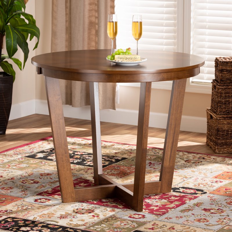 Alayna and Contemporary Walnut Finished 35-Inch-Wide Round Wood Dining Table