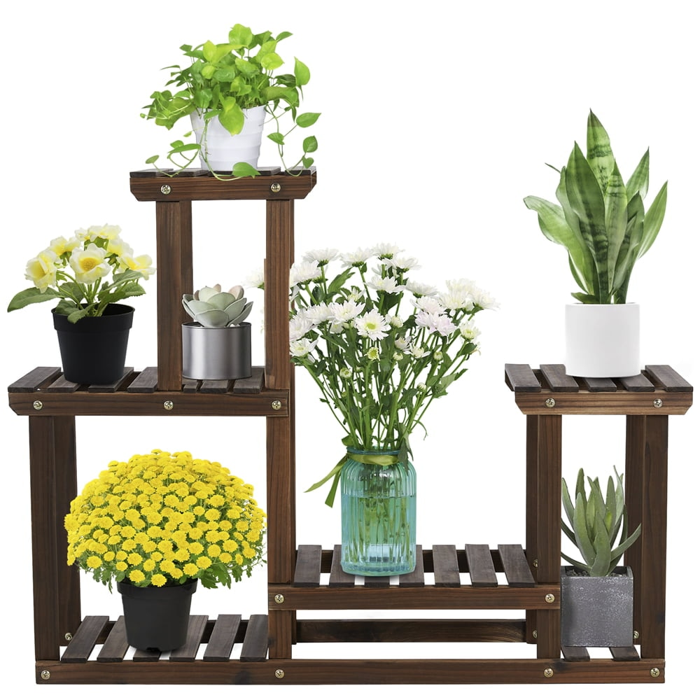 New 37" X 10" X 29" 4-Tier Brown Metal Floral Plant Stand Flower Stands