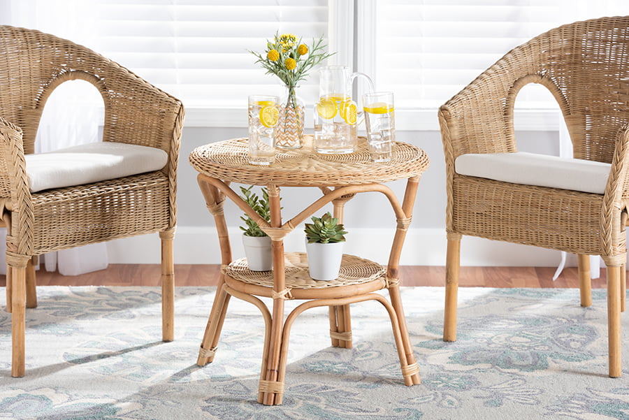 Abbey Bohemian Natural Brown Antique Rattan Coffee Table