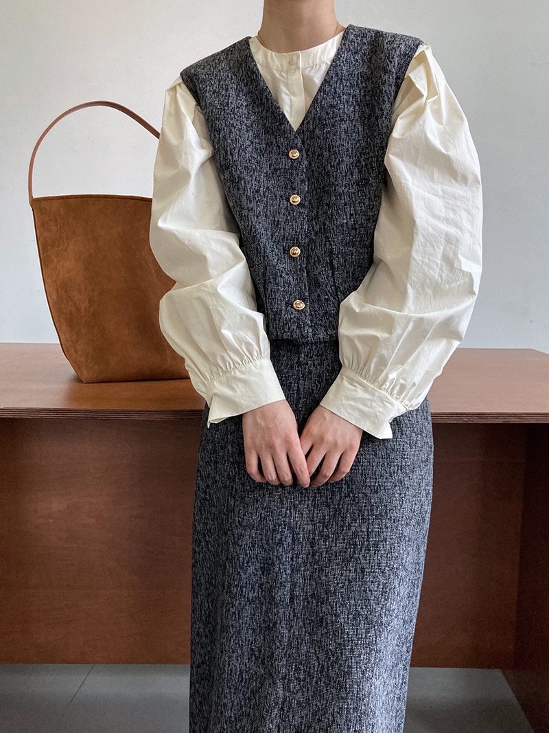 Early Autumn Sophisticated Single-Breasted Vest Jacket & High-Waisted Long Midi Straight Skirt Two-Piece Fashion Women'