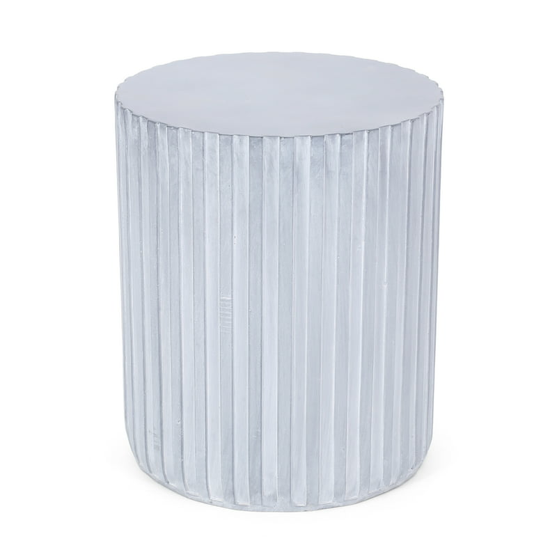 Rise Lightweight Concrete Outdoor Side Table, Gray Blue