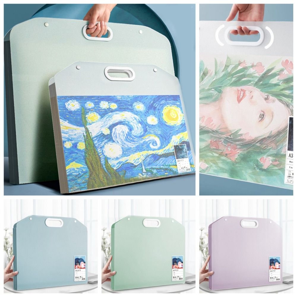 Macaron Color Sketch Paper Storage Bag 6 Color High-capacity Waterproof A3 File Folder Oversize Dustproof Handbag Blueprint