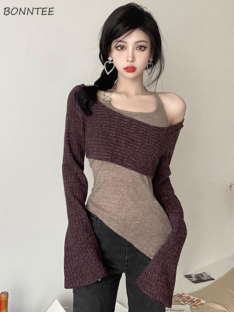 Sets Women Sexy Charming Streetwear Holiday Spring Camisole Design Popular Asymmetrical Leisure Mature Slim European Style Daily