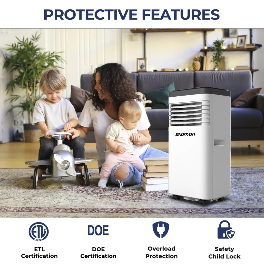 2023 New SKONYON 5500 BTU (8000 BTU ASHRAE) Portable Air Conditioner 3 In1 AC Unit with Functional Remote